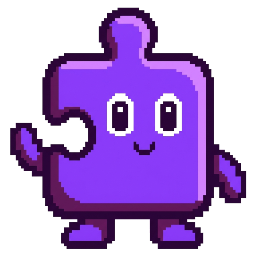 The Puzzeroo mascot, a cheerful pixel-art character